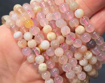 Flower Agate Crystal Beaded Bracelet Stretch 1 size fits most 4mm 6mm 8mm