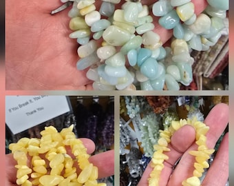 Calcite Crystal Bracelets / Chip Beads Beaded Stretchy Caribbean Yellow
