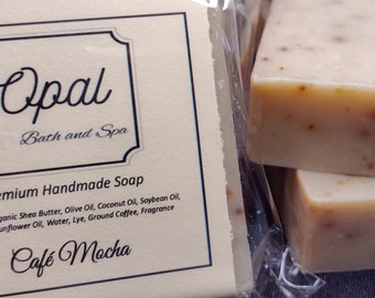 Cafe Mocha Cold Process Soap, Natural Vegan Homemade Wholesale Bulk Favors Bar