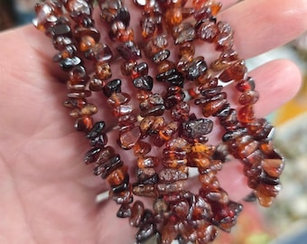 Garnet Crystal Bracelets / Chip Beads Beaded Stretchy Red Orange
