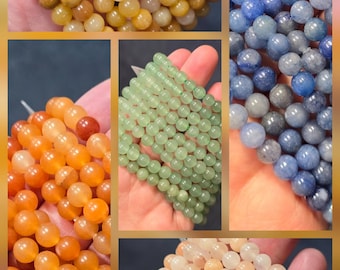 Aventurine Crystal Beaded Bracelet Stretch 1 size fits most 4mm 6mm 8mm green blue pink red yellow