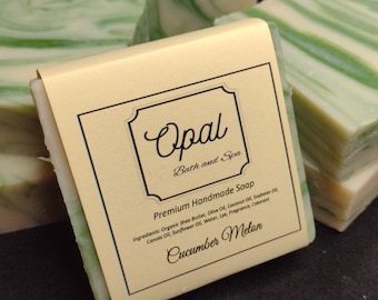 Cucumber Melon Cold Process Soap, Natural Vegan Homemade Wholesale Bulk Favors Bar
