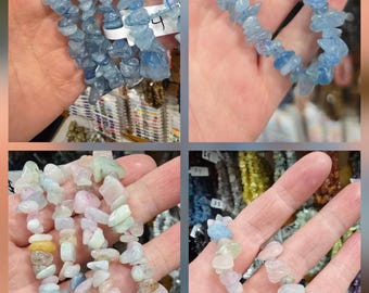 Beryl Crystal Bracelets / Chip Beads Beaded Stretchy Aquamarine Morganite
