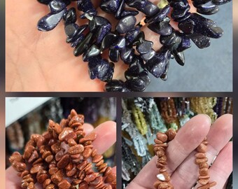 Goldstone Crystal Bracelets / Chip Beads Beaded Stretchy Red Blue