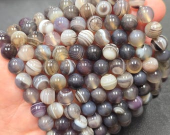Botswana Agate Crystal Beaded Bracelet Stretch 1 size fits most 4mm 6mm 8mm