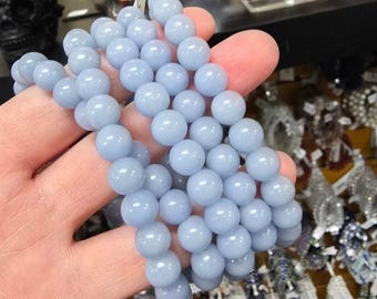 Angelite Crystal Beaded Bracelet Stretch 1 size fits most 6mm 8mm