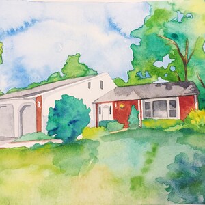 Custom Home Watercolor Portrait- Personalized House Illustration Painting