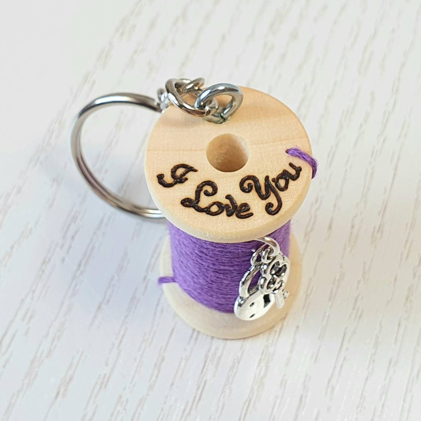Custom I Love You This Much Cotton Reel with Name, Cotton Reel Keychain, Cotton Anniversary Gift, Sewing Gifts