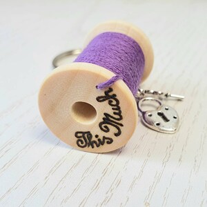 Cotton Anniversary Gift I Love You This Much Custom Cotton Reel Cotton Reel Keyring Sewing Gifts Keychain Keyring image 2