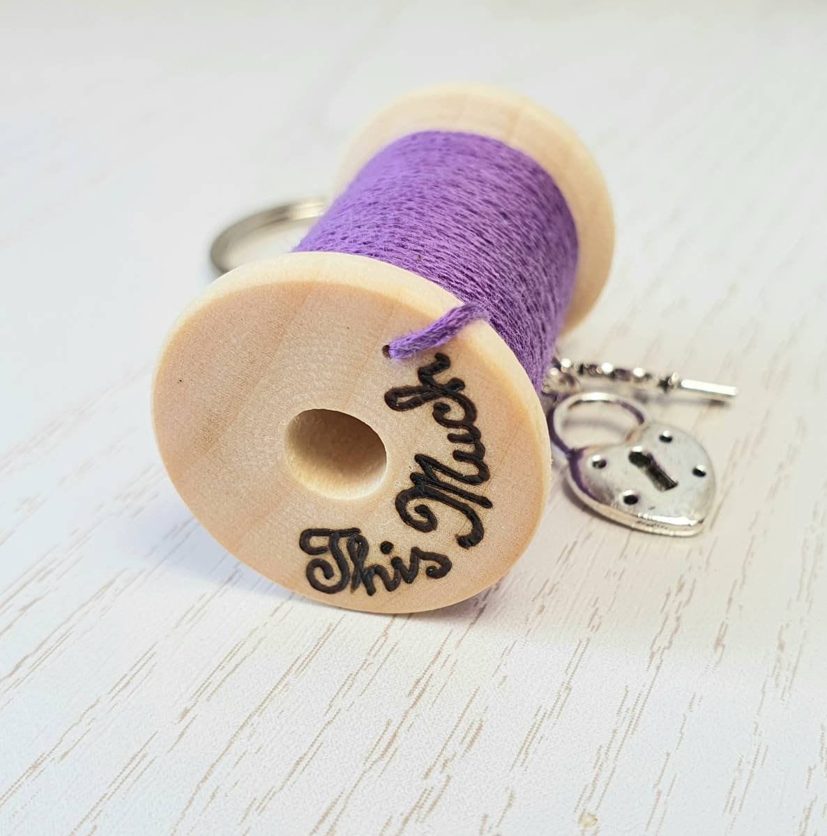 Custom I Love You This Much Cotton Reel with Name, Cotton Reel Keychain, Cotton Anniversary Gift, Sewing Gifts