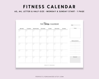 Fitness Calendar Printable: Fitness Tracking Page (A5 A4 Letter PDF)