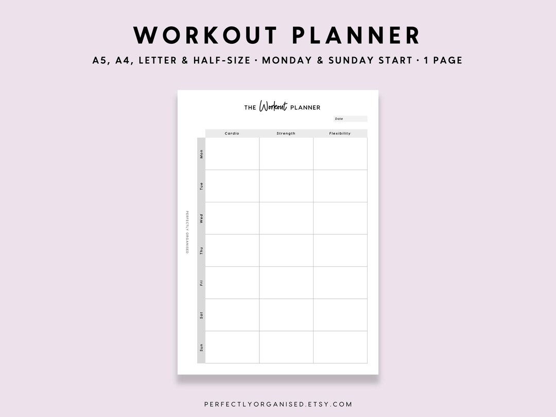Workout Planner Printable: Fitness Tracking Page (A5 A4 Letter PDF) - Etsy