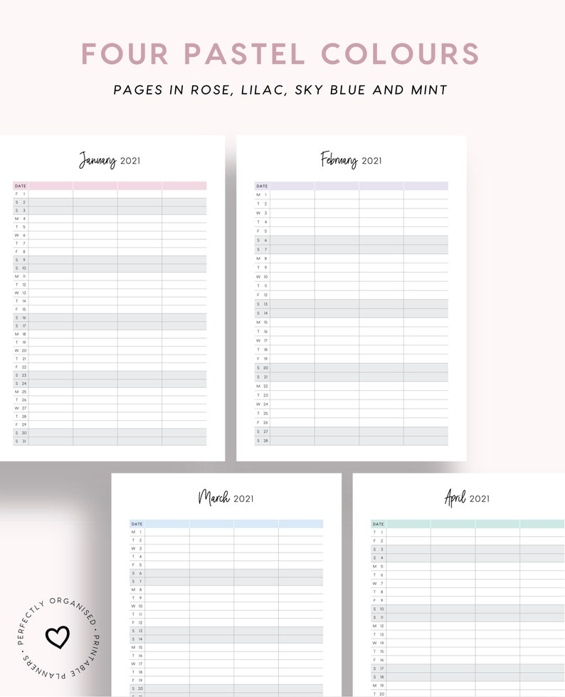 2021 family planner printable 2021 family calendar 2021 etsy