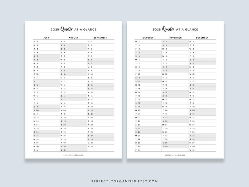 PRINTABLE 2025 Quarter at A Glance 2025 Quarterly Overview, 3 Month ...