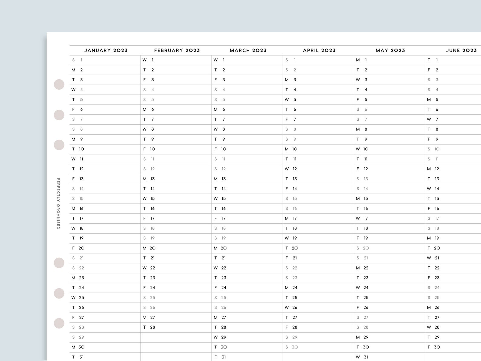 PRINTABLE 2023 Vertical Calendar 2023 Foldout Planner 2023 Etsy