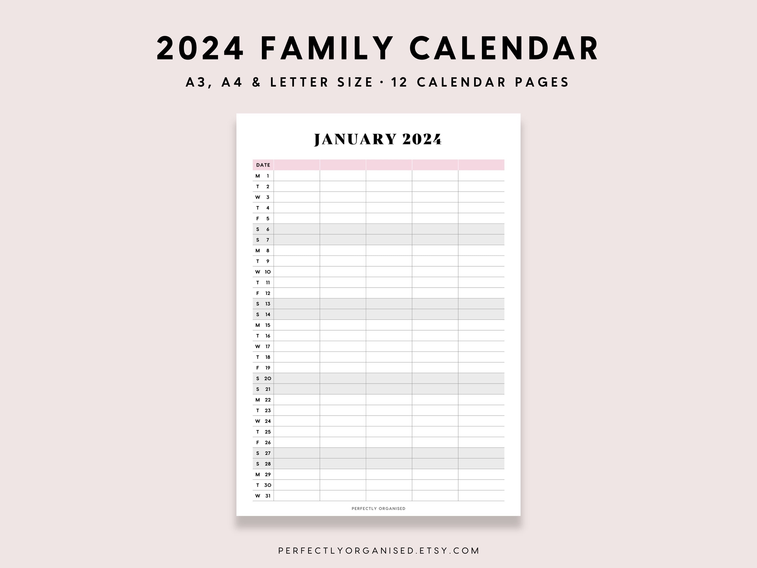 Printable Family Calendar 2024 Printable Family Calendar 2024