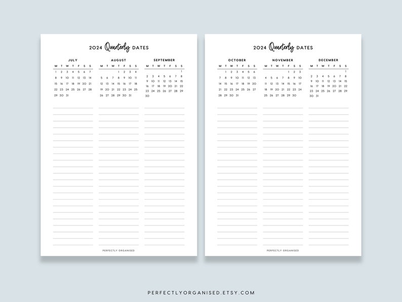 PRINTABLE 2024 Quarterly Dates 2024 3 Month Overview, 2024 Dates, 2024