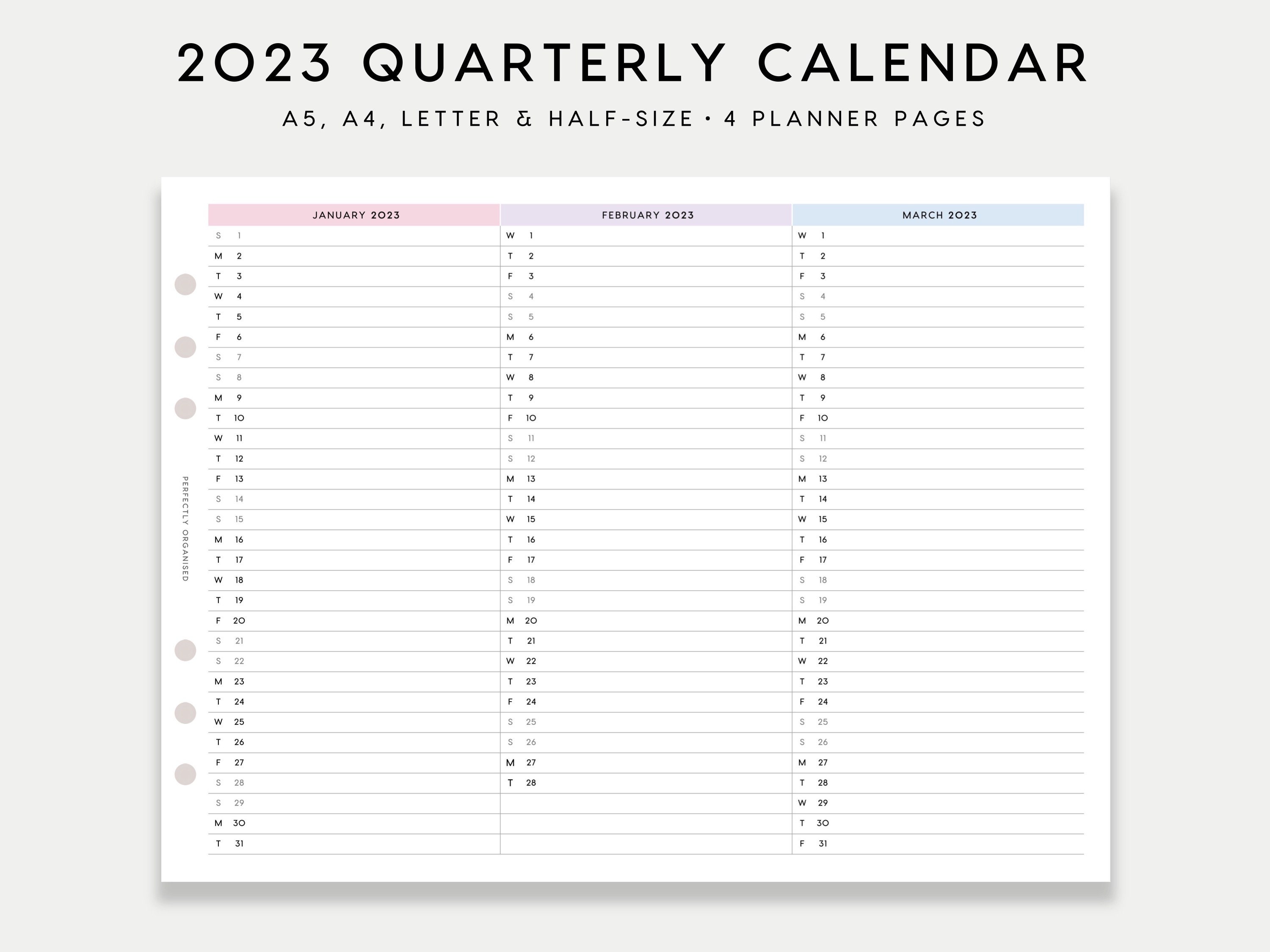 PRINTABLE 2023 Foldout Quarterly Calendar 2023 Calendar - Etsy Sweden