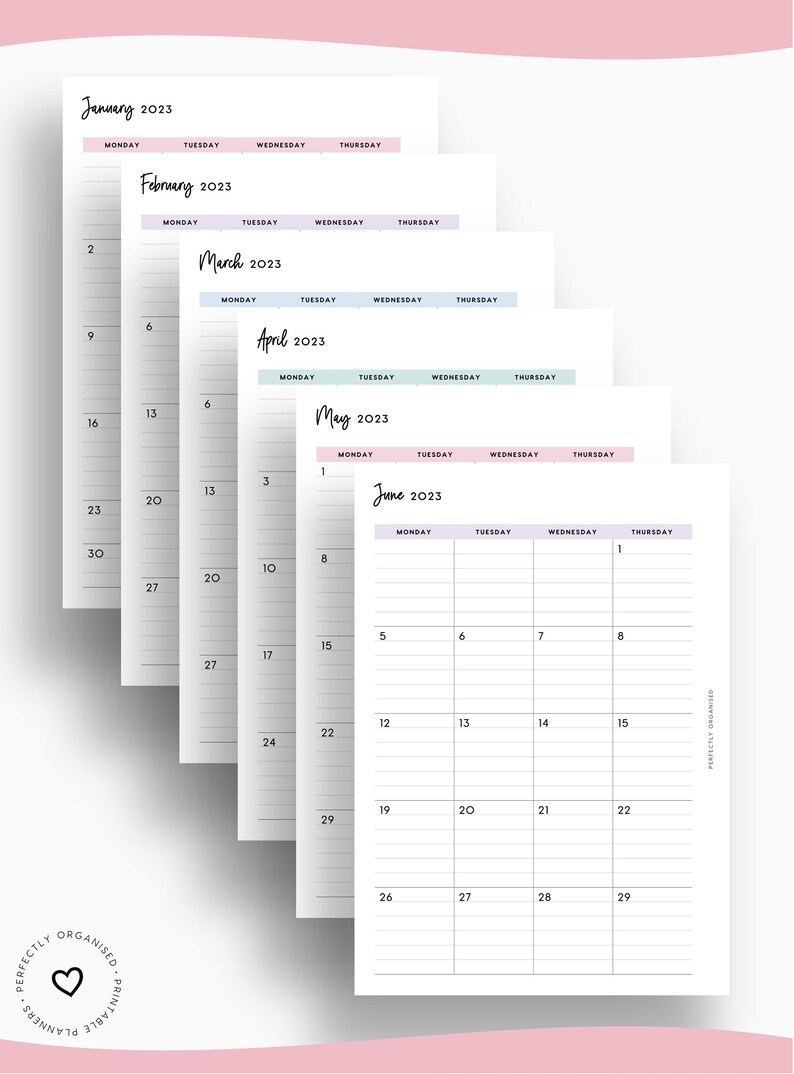 NEW PRINTABLE 2023 Lined Month On 2 Pages 2023 Monthly Etsy Israel