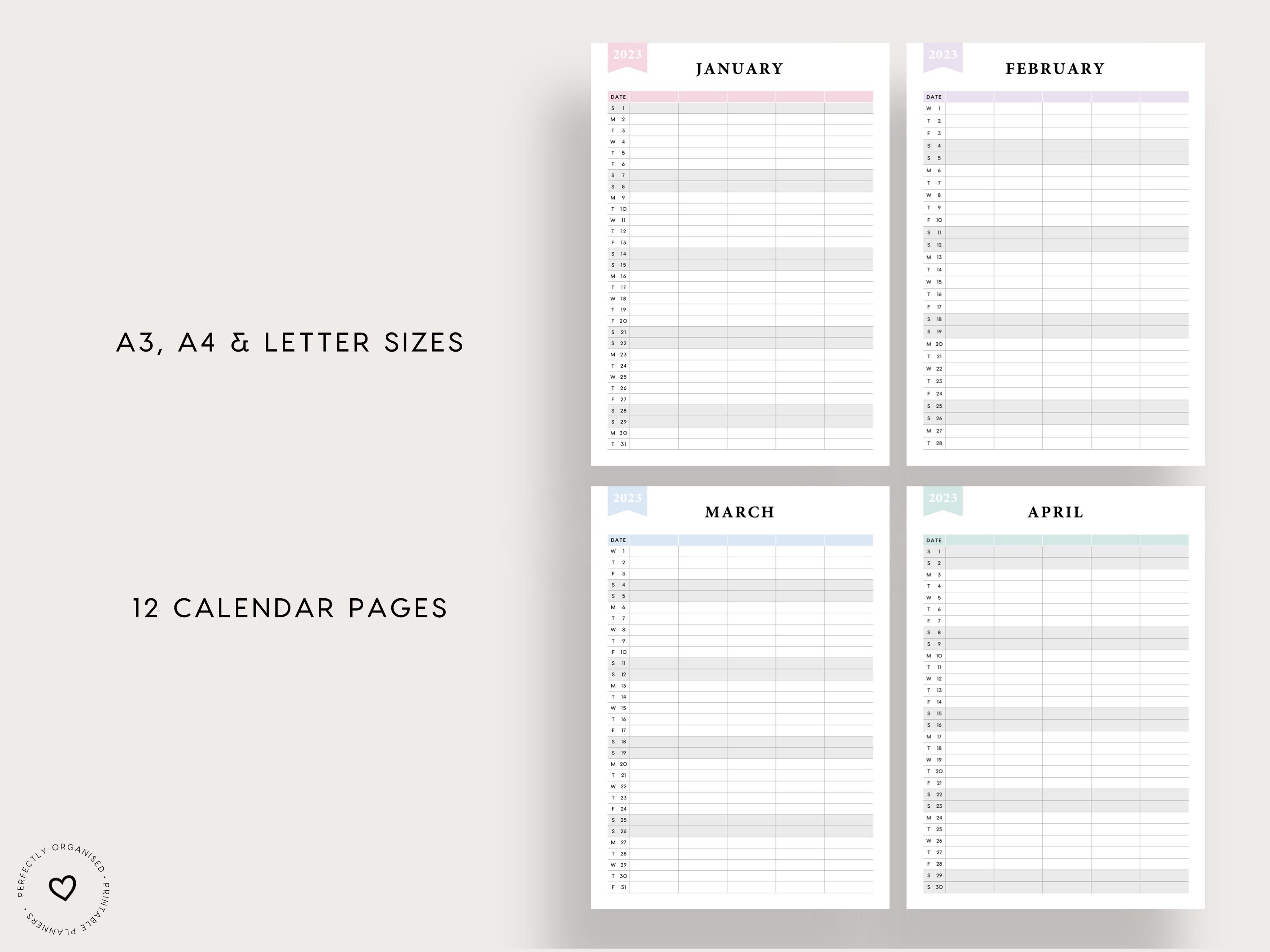 PRINTABLE 2023 Family Calendar 2023 Family Planner 2023 Etsy UK