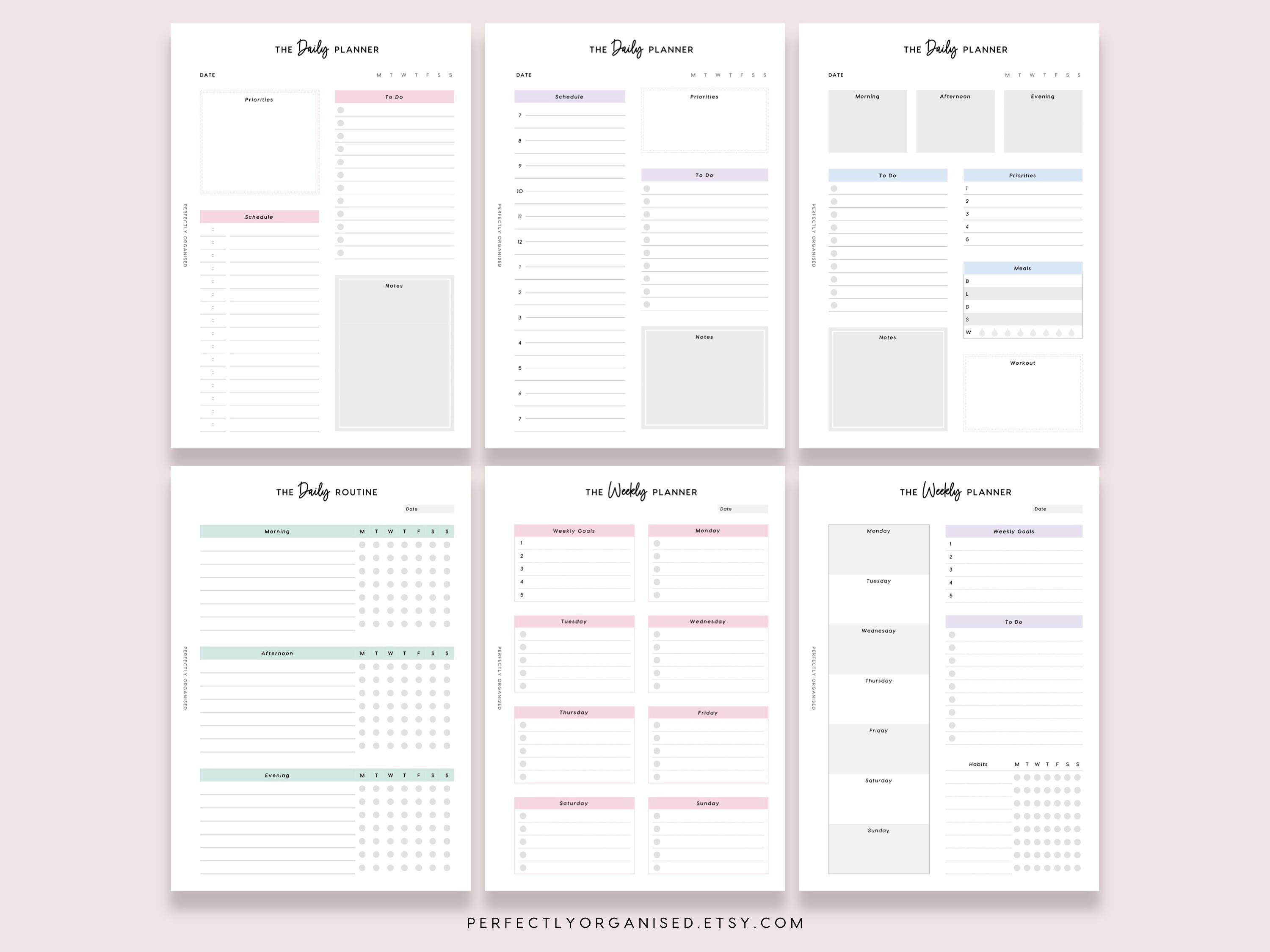 Planner Essentials Bundle Printable: Pastel Daily Weekly Monthly Pages ...