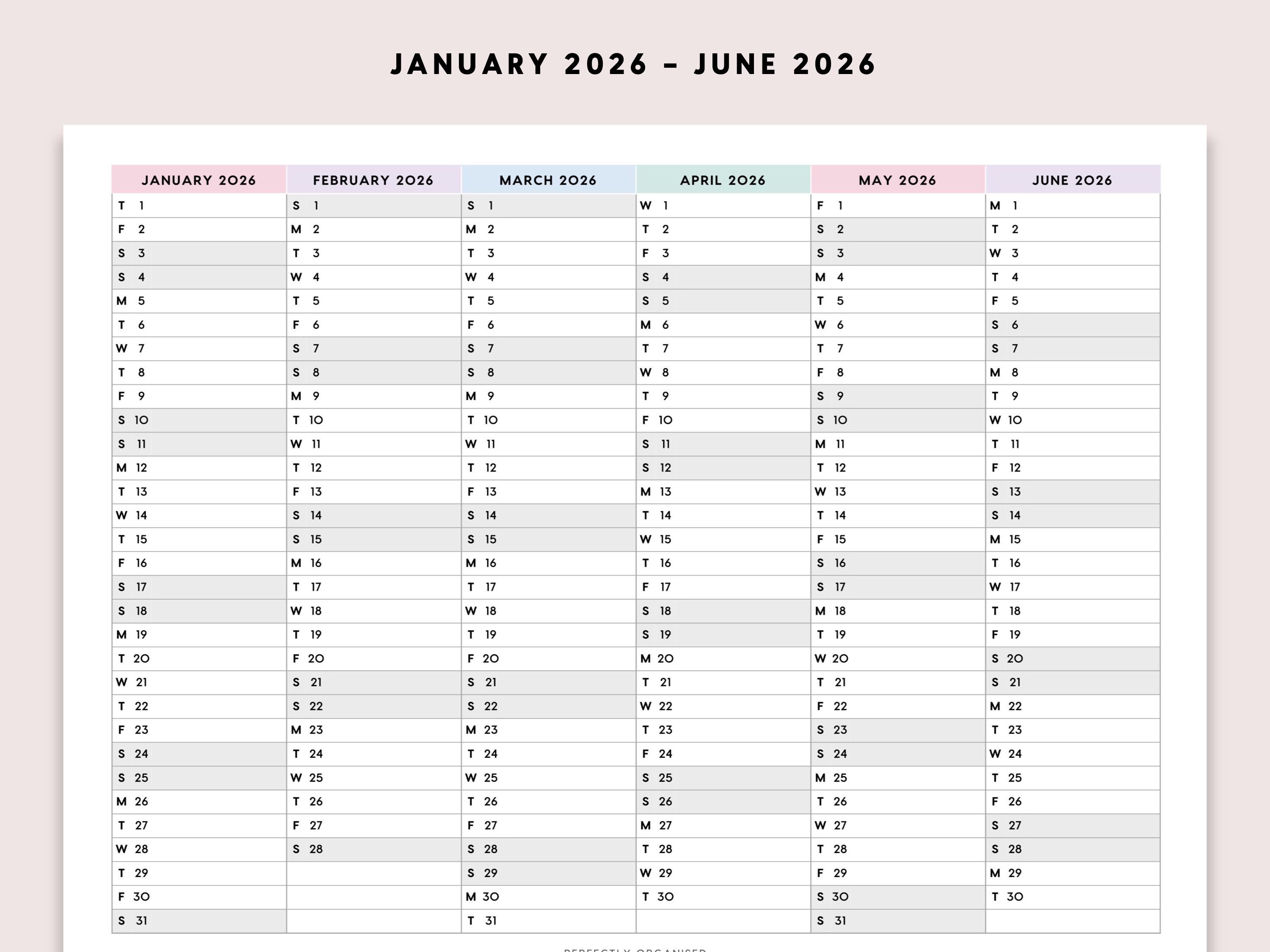 2026 Vertical Calendar Printable: Pastel Foldout Yearly Calendar