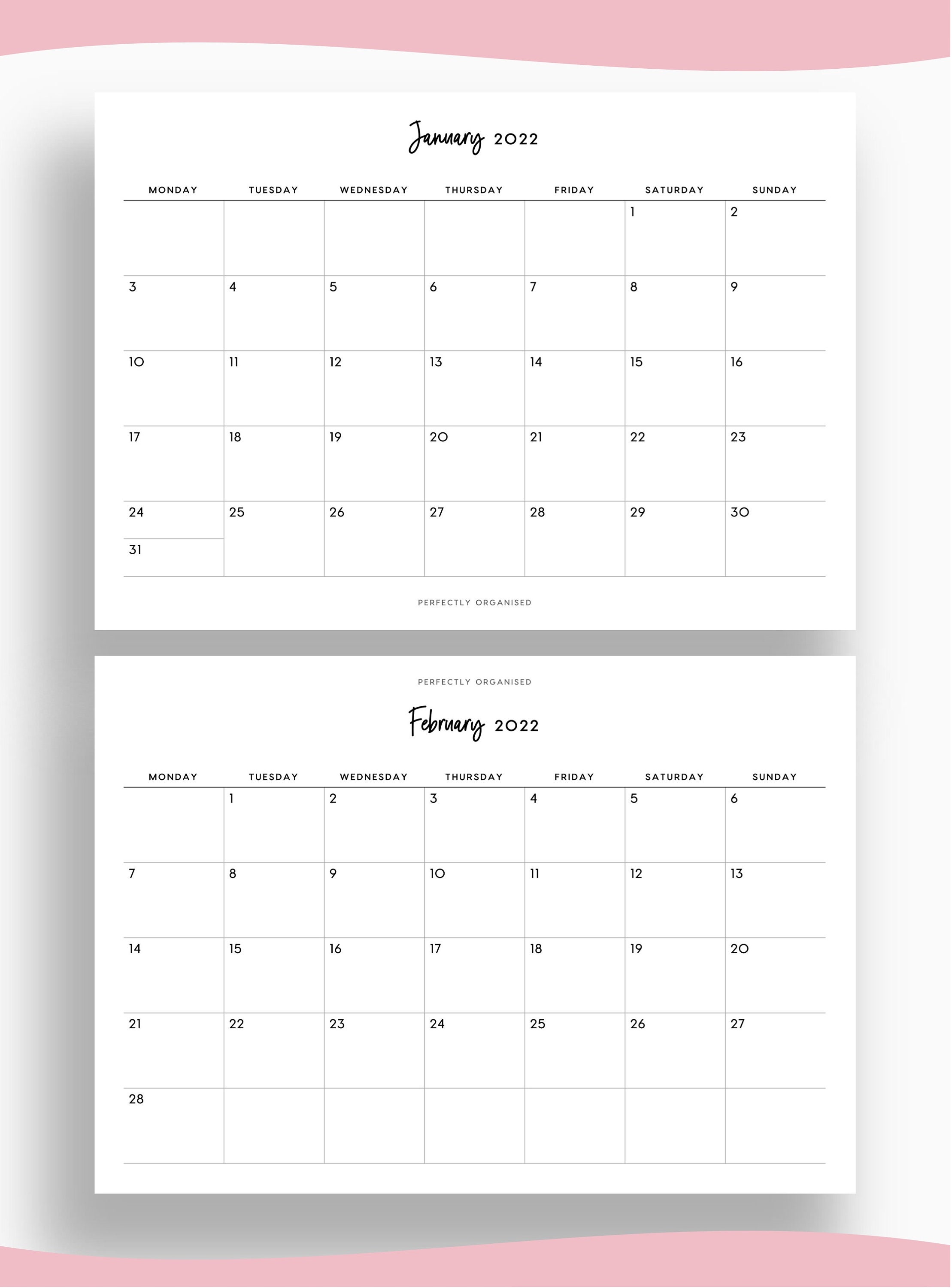 NEW PRINTABLE 2022 Monthly Planner 2022 Month On 1 Page