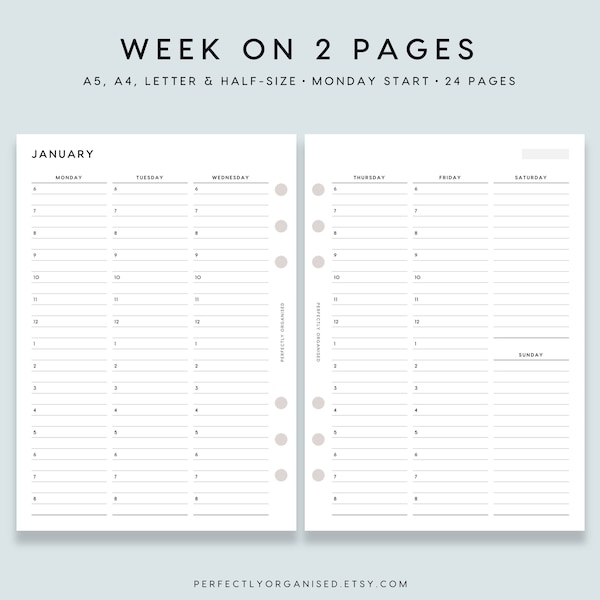 Week On An A4 And A5 Page Etsy week-on-an-a4-and-a5-page-etsy