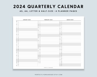 PRINTABLE 2024 Foldout Quarterly Calendar 2024 Calendar, 2024 Folding  Calendar, 2024 3 Month Calendar, Classic, A5 Half-size A4 Letter - Etsy