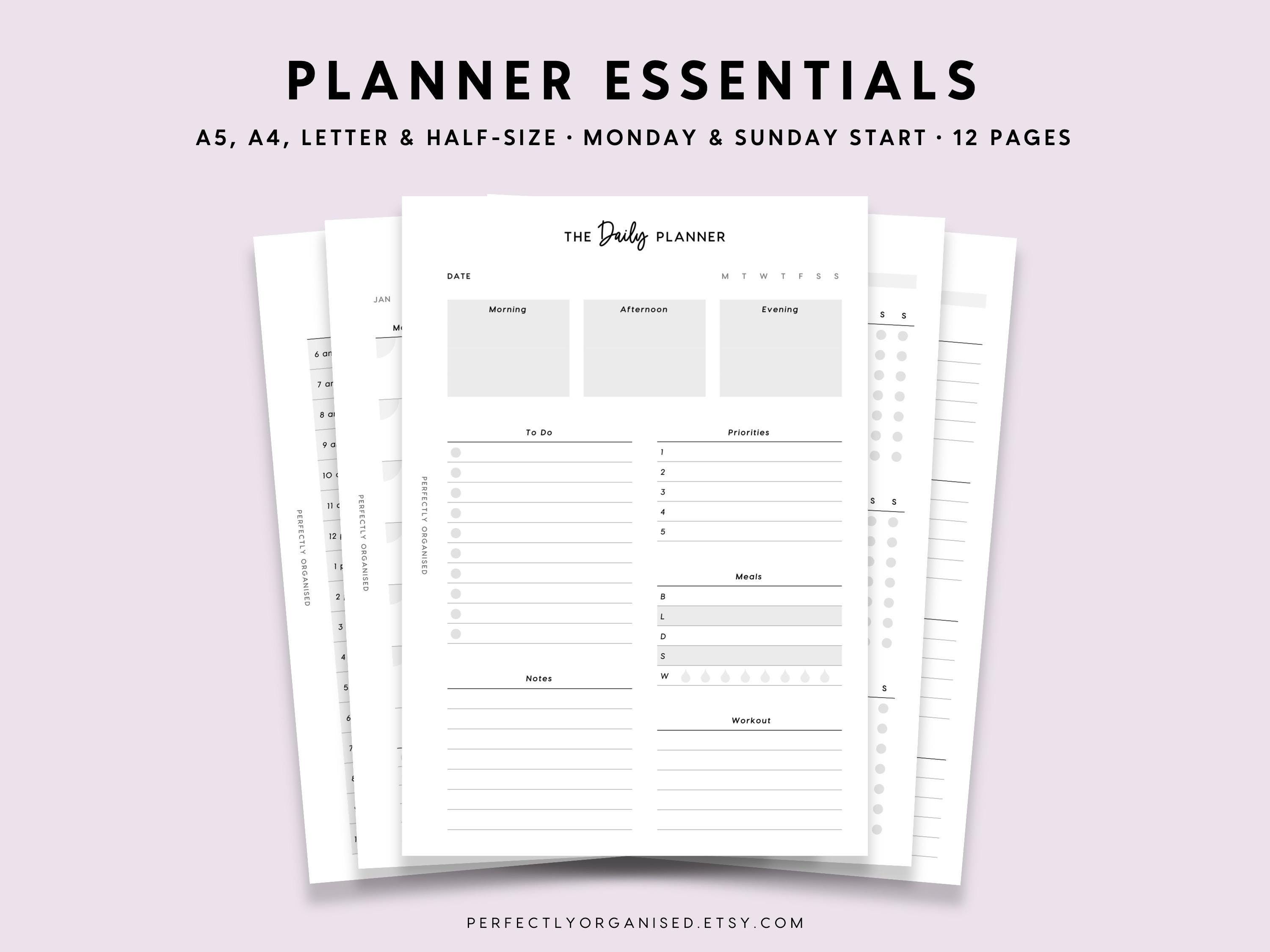 English Essentials Planner Planner Essentials Bundle Printable: Daily Weekly Monthly Pages (A5 A4 ...