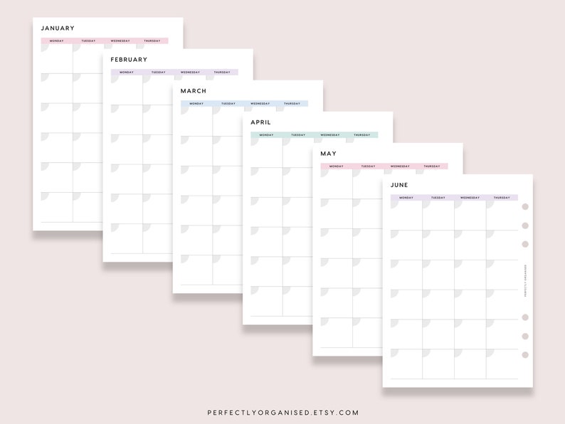 PRINTABLE Undated Month on 2 Pages Monthly Planner, Monthly Inserts ...