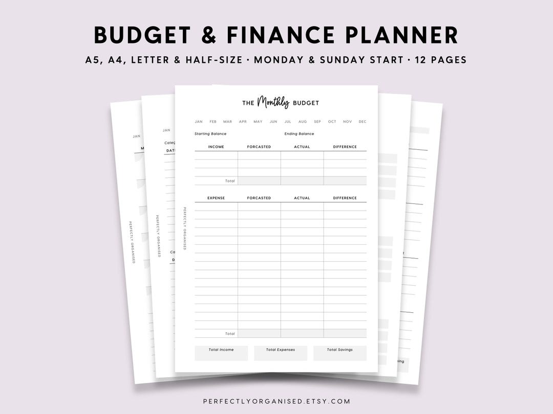Budget and Finance Planner Printable: Budgeting Pages (A5 A4 Letter PDF ...