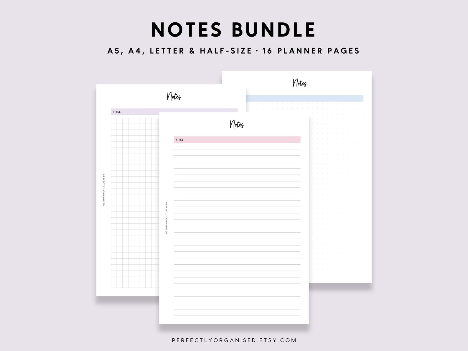PRINTABLE Notes Bundle Notes Pages, Notes , Dot Grid Notes, Lined Notes ...