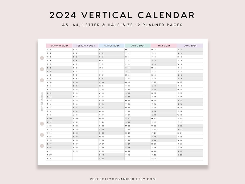 PRINTABLE 2024 Foldout Vertical Calendar 2024 Planner 2024 Etsy
