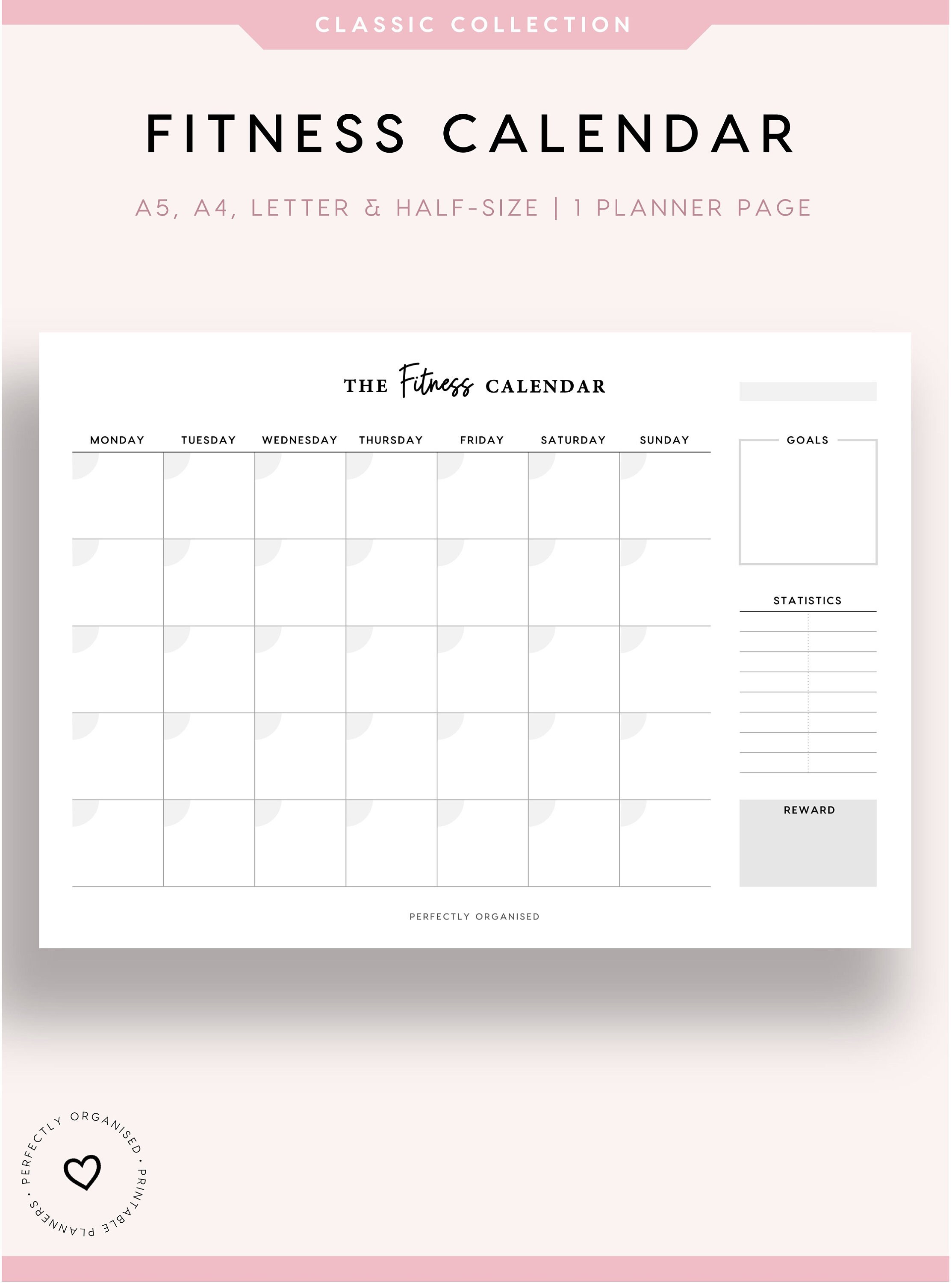 Druckbare FitnessKalender Monatlicher WorkoutKalender Etsy