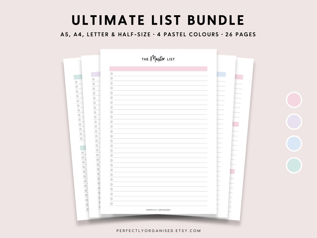 Bundle. List Ultimate List Bundle | To-do List, Shopping List, Grocery List, Wish ...