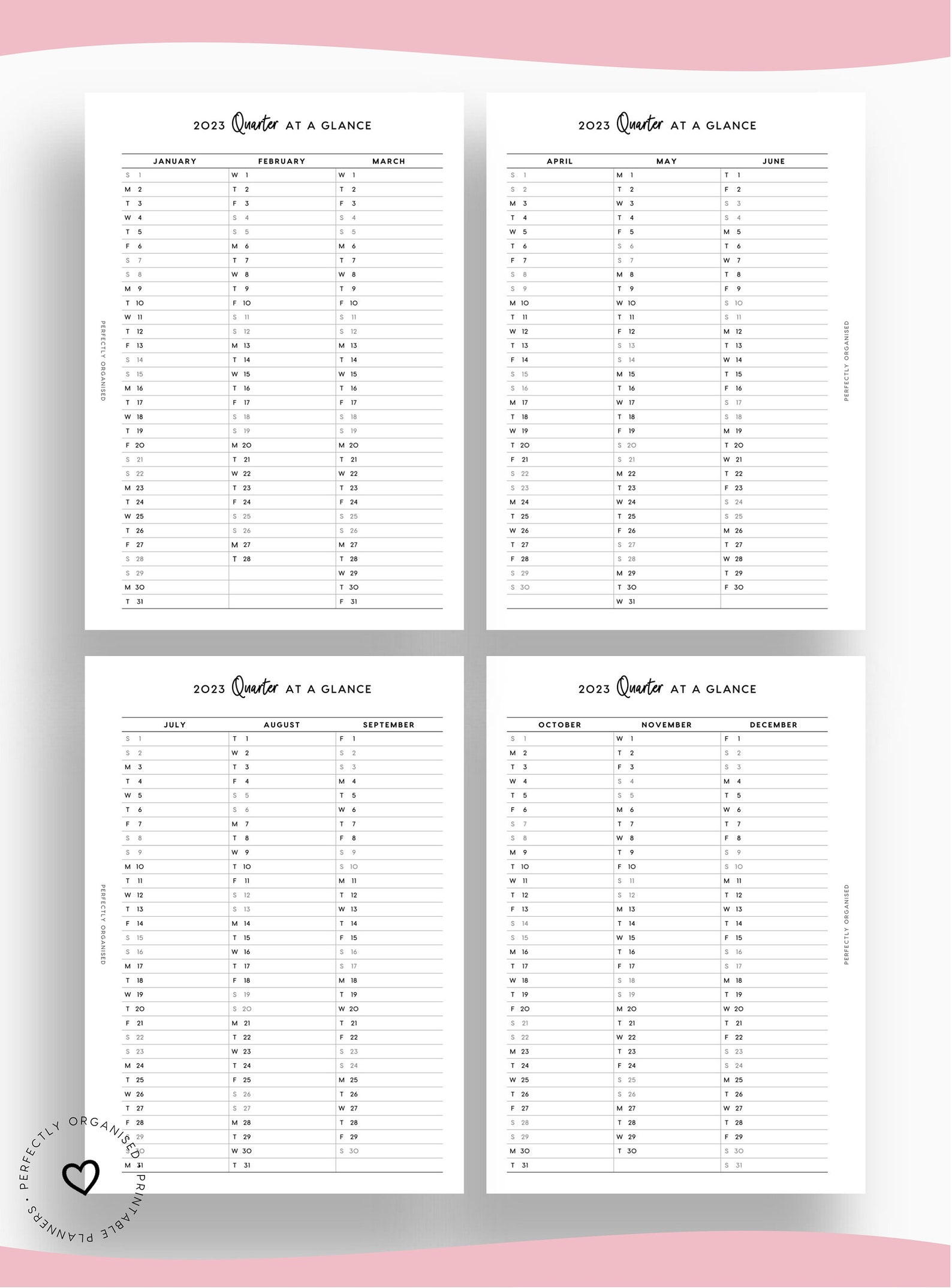 PRINTABLE 2023 Quarter at A Glance 2023 Quarterly Overview - Etsy Sweden