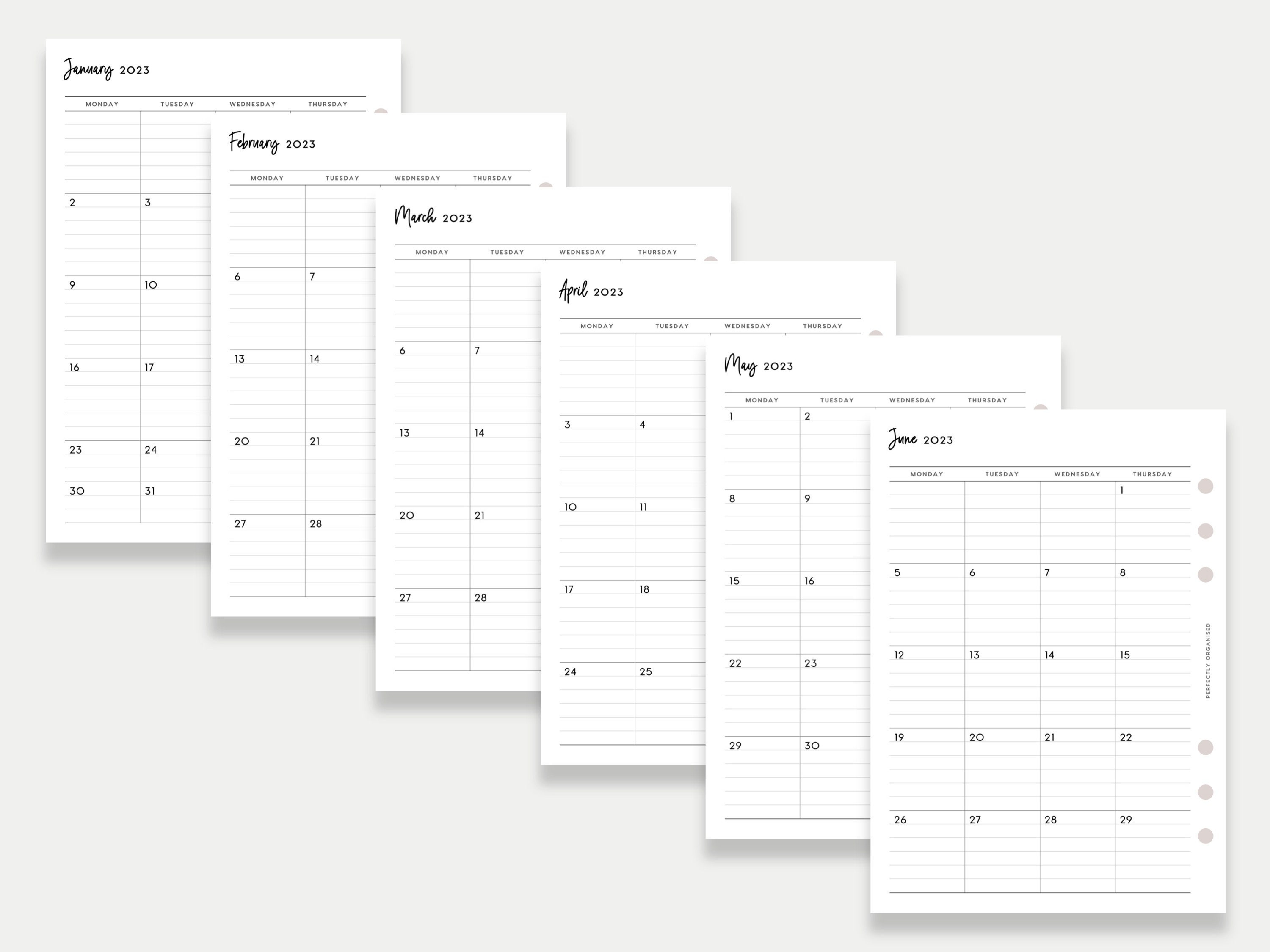 PRINTABLE 2023 Lined Month on 2 Pages 2023 Monthly Planner Etsy Canada