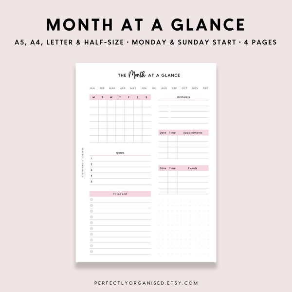 Monthly Planner - Etsy