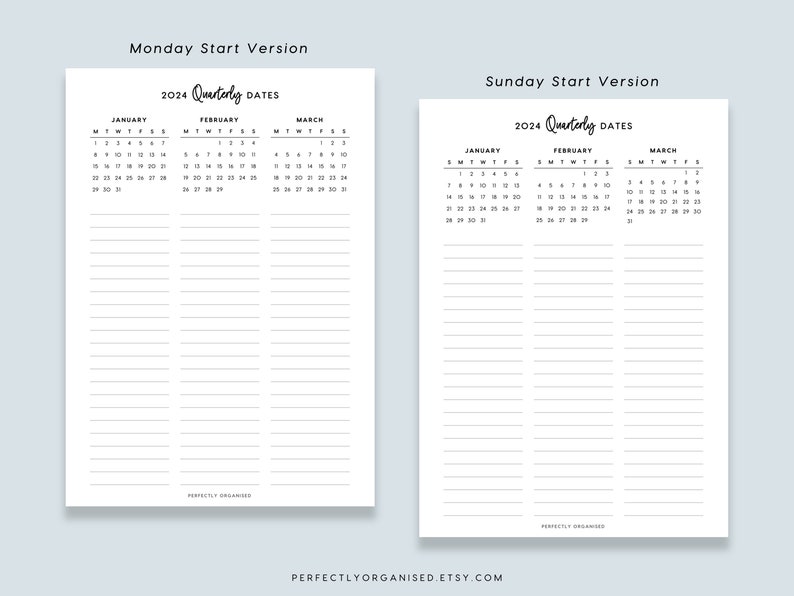 PRINTABLE 2024 Quarterly Dates 2024 3 Month Overview, 2024 Dates, 2024