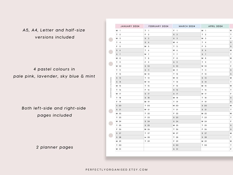 PRINTABLE 2024 Foldout Vertical Calendar 2024 Planner 2024 Etsy