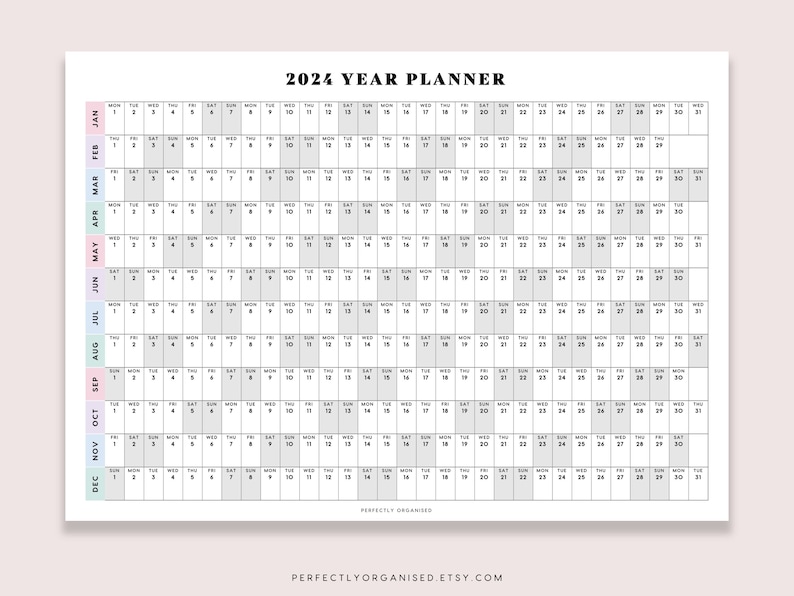 PRINTABLE 2024 Year Planner 2024 Large Wall Calendar, 2024 Year ...