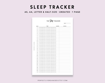 Sleep Tracker Printable: Health Tracking Page (A5 A4 Letter PDF)