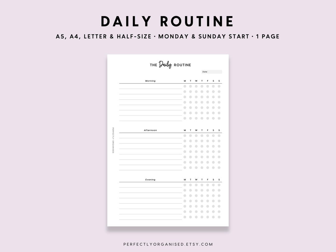 Daily Routine Printable: Productivity Page (A5 A4 Letter PDF) - Etsy