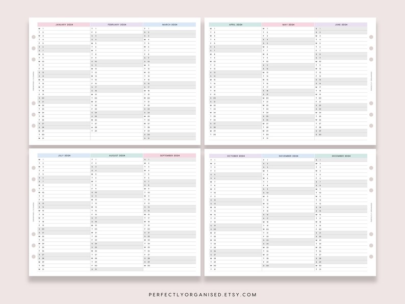 PRINTABLE 2024 Foldout Quarterly Calendar 2024 Calendar Etsy
