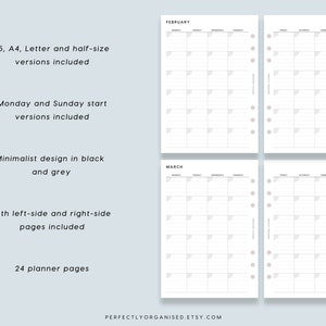 PRINTABLE Lined Month on 2 Pages Undated Monthly Planner, Monthly Inserts, Monthly Calendar ...