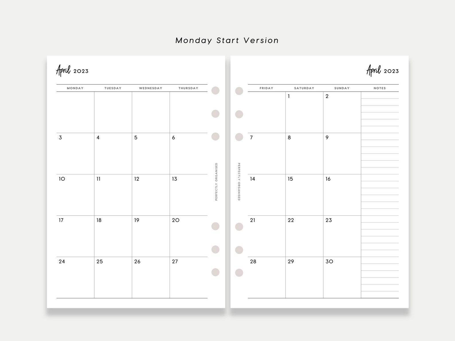 PRINTABLE 2023 Month on 2 Pages 2023 Monthly Planner 2023 Etsy