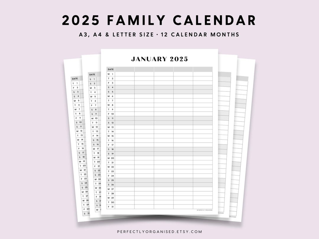 2025 Family Calendar 2025 Family Planner Printable, 2025 Desk Calendar, 2025 Monthly Calendar, Pastel, A3 A4 Letter PRINTABLE - Etsy