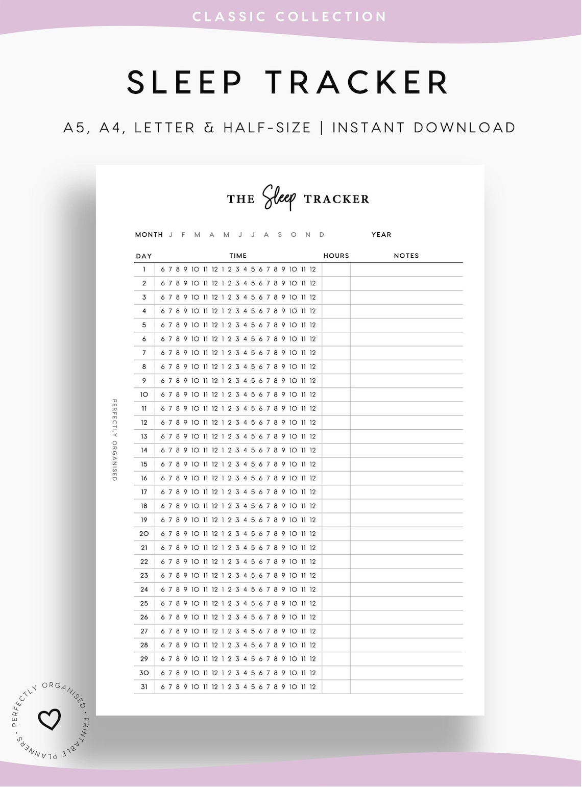 PRINTABLE Sleep Tracker Sleep Tracking Sleep Planner | Etsy