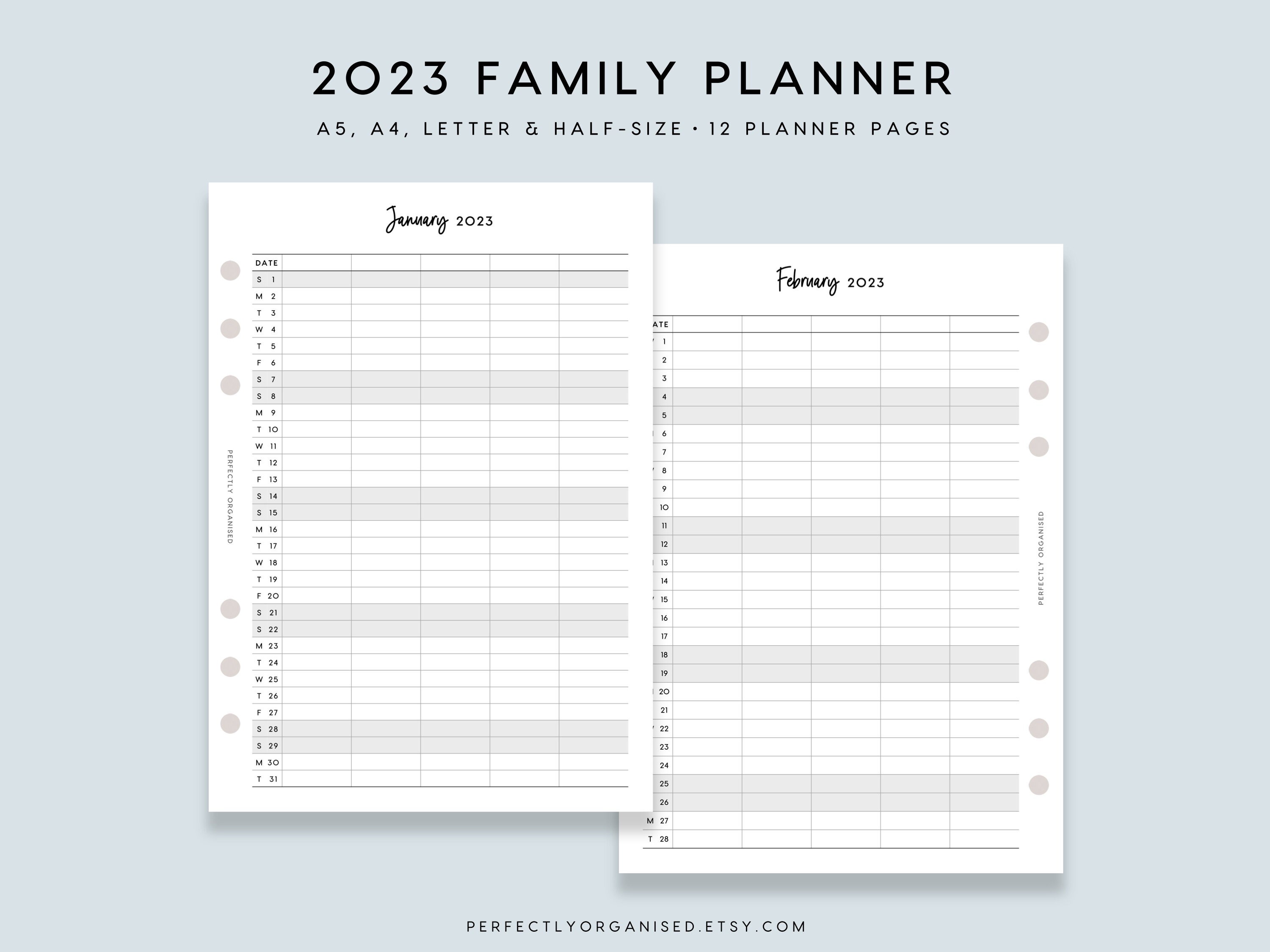 PRINTABLE 2023 Family Planner 2023 Family Calendar 2023 Etsy